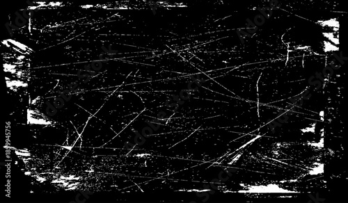 Minimalist Abstract Black and White Grunge Texture Vector Design with Dust, Scratches, Grainy Noise and Raw Distressed Visual Effects.
