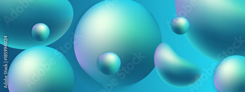 Abstract background featuring blue and teal spherical shapes. Perfect for futuristic designs, technology concepts, or modern digital art projects