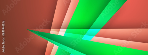 Abstract intersecting green and salmon shapes suitable for modern designs, branding, backgrounds, web graphics, and artistic projects, adding energy and creativity