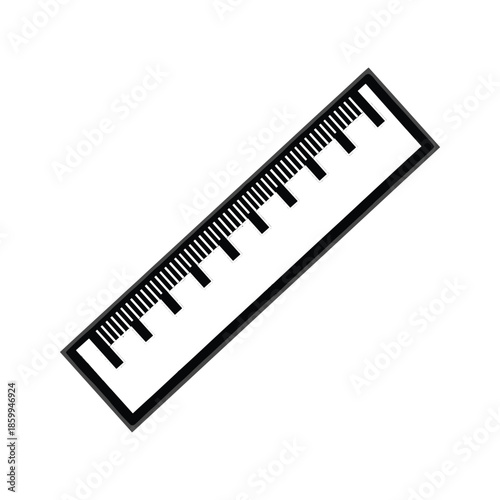 Black Ruler on White Background