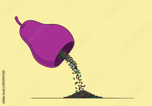 Abstract Pear with Seeds Pouring Out