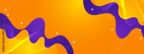 Abstract orange background with purple and yellow shapes for vibrant and modern design projects, backgrounds, banners, or digital art creations