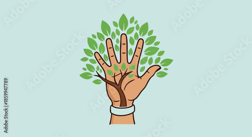 Hand and Tree Symbol of Nature and Growth