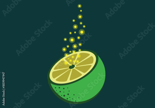 Lime with Bubbles on Dark Background