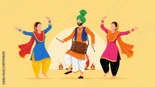 Vibrant cultural celebration with traditional dancers performing folk dance in a festive atmosphere under bright lights