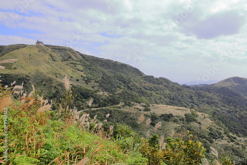 Mountain views of Jinguashi and Jiufen area a popular tourist destination in Taipei Taiwan