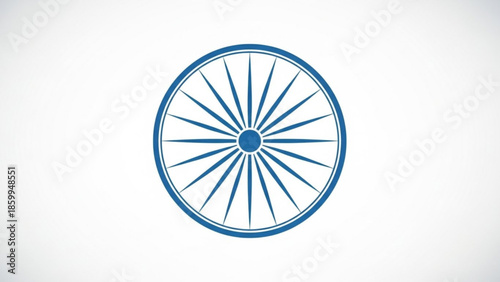 A blue wheel graphic with spokes on a white background