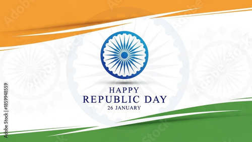 Celebrating Republic Day with the Indian Flag and Ashoka Chakra Emblem on a Tricolor Background