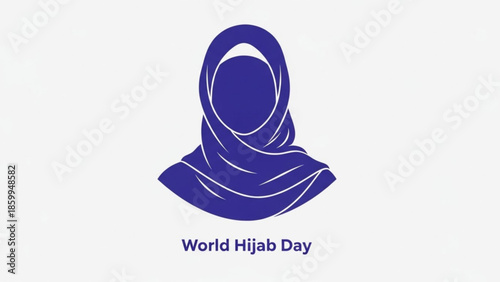 A woman wearing a hijab is illustrated in a simple graphic for World Hijab Day