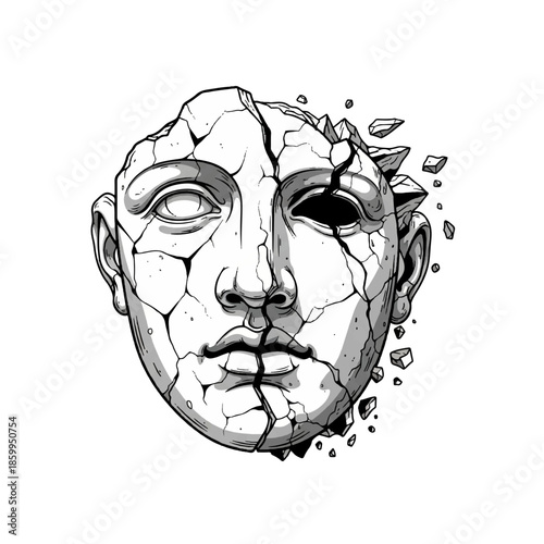 Shattered Marble Head Symbol of Decay Art