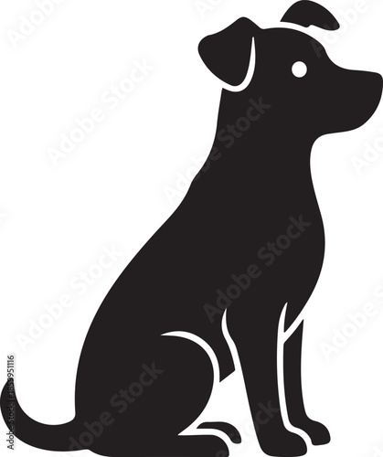 Dog sitting silhouette, friendly icon