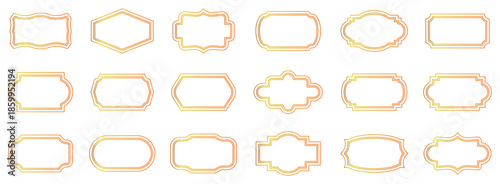 Ornamental label line frames. Old ornate labels, decorative vintage frame and retro badge. Royal wedding insignia, sale sticker or invitation card.