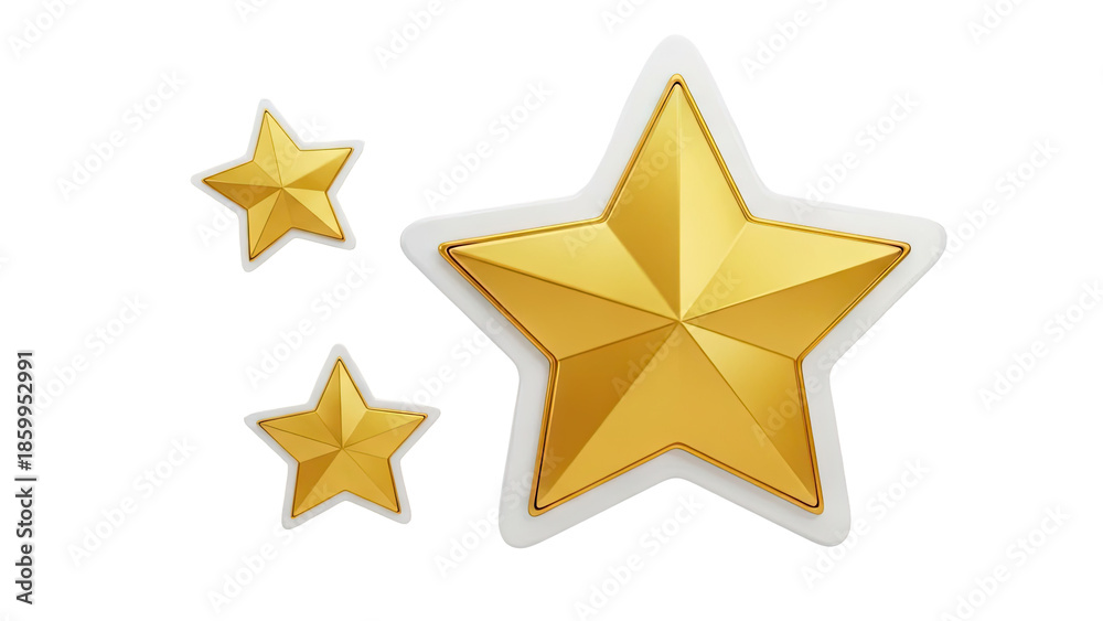 Fototapeta premium 3D Golden stars on a transparent background