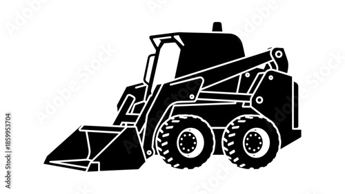 Black Silhouette of Skid Steer Loader.
