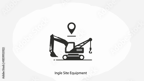 Excavator Machine Heavy Equipment Icon Illustration.