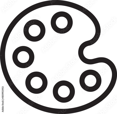 Artist paint palette with colorful circles for mixing creative colors on transparent background