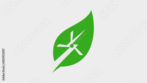 Green Leaf with Wind Turbine Logo.