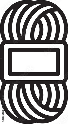 Black and white skein of yarn or thread icon isolated on transparent background
