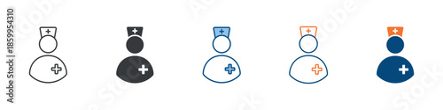 Nurse Icon Set Multiple Style Collection 