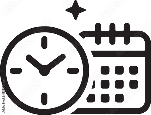 Clock and calendar icon vector representing appointment scheduling time management and planning