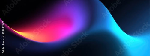 Abstract fluid shapes blend vibrant colors, creating a dynamic and mesmerizing gradient against a dark background.