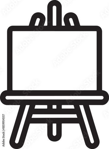 Empty artist easel frame on tripod stand isolated on transparent background for painting