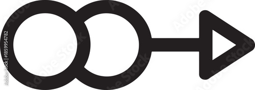 Male gender symbol icon with an arrow pointing to the right, black line art on transparent background