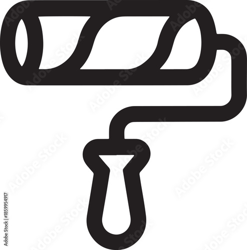 Paint roller tool icon for home renovation interior design and wall painting surface finishing