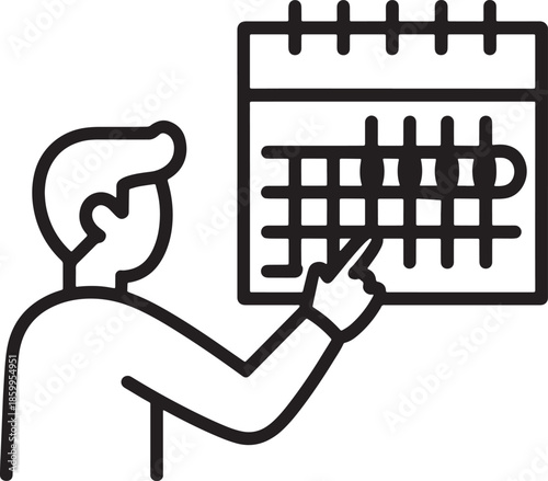 Person pointing at calendar, appointment reminder, scheduling event
