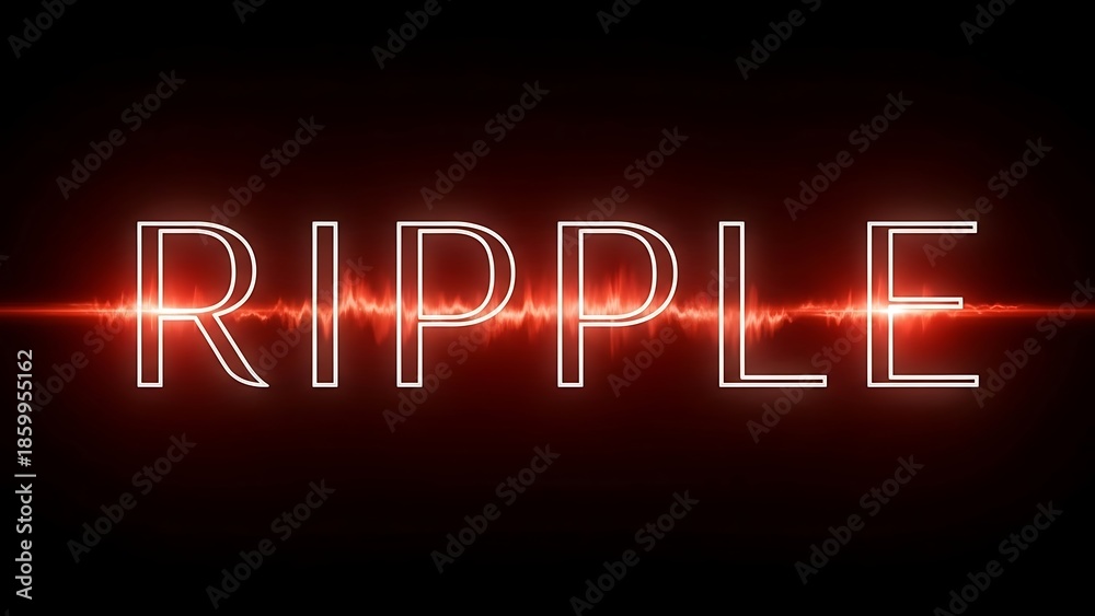 Obraz premium Dynamic red ripple waveform text effect on dark background digital art.