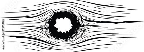 Dynamic Monochrome Wood Grain Knot Texture Vector Illustration