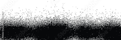 Black disintegration vector border abstract scattered particles fade up effect grunge overlay texture background