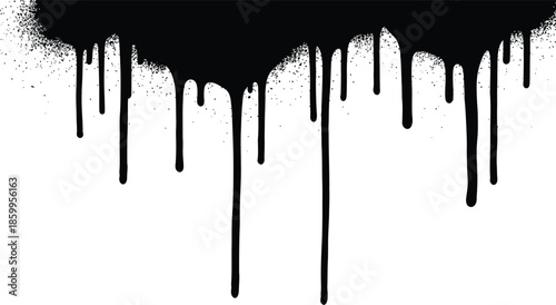 Black Paint Drips Grunge Border Element Spray Splatter Effect Vector