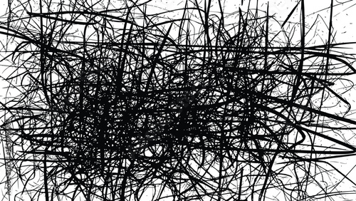 Tangled Chaotic Lines Abstract Vector Texture High Contrast Distressed Grunge Background