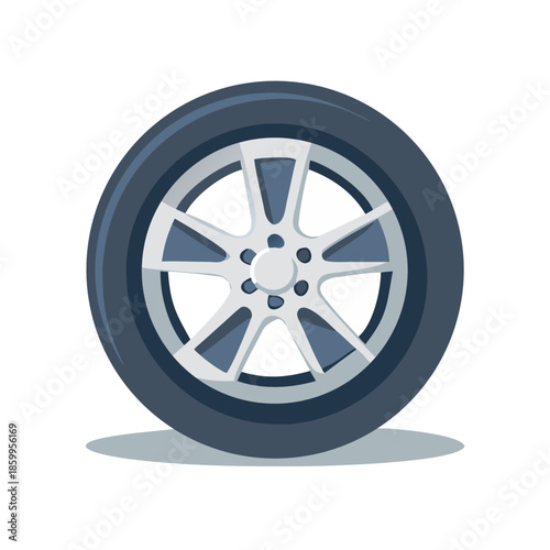 Modern Car Wheel with Alloy Rim and Tire Isolated on White perfect for website banner, product catalog, automotive ad, infographic, vehicle design, repair See Less