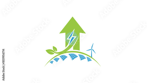 Green Energy Logo with Wind Turbines.