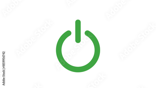 Green Power Button Icon on White.