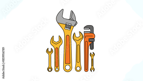 Set of Wrenches and Adjustable Spanners.