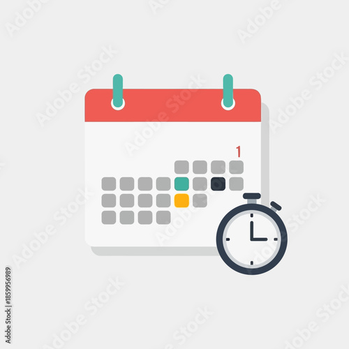 calendar with clock schedule management time planning.