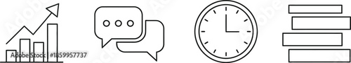 Business analytics communication time management and organization vector icon illustration isolated on white background