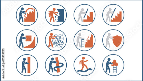 Set of Icons Representing Safety and Protection Measures.