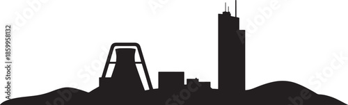 Essen germany skyline silhouette with industrial buildings and modern architecture