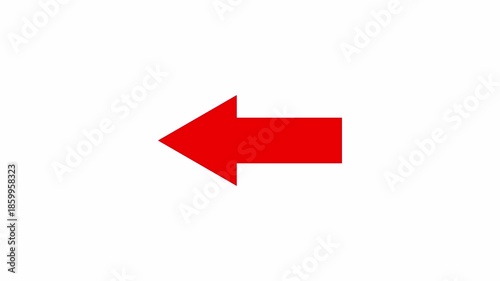 Red arrow direction left indicator pointer symbol icon useful for navigation, signs, infographics, or indicating movement and choice. 4K Video.