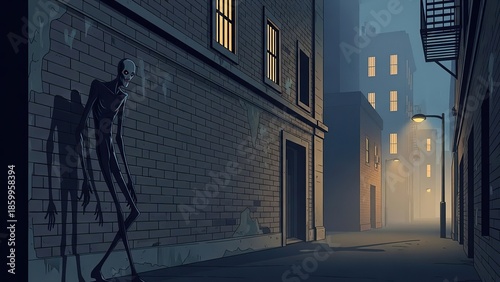 Mysterious Figures in Dark Alleyway at Night.