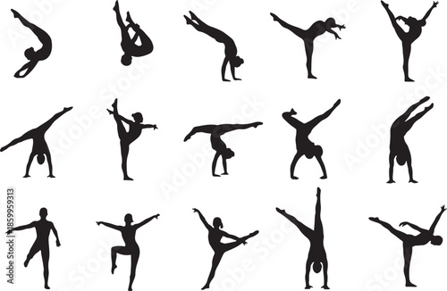 Yoga Poses Silhouette Icon Collection