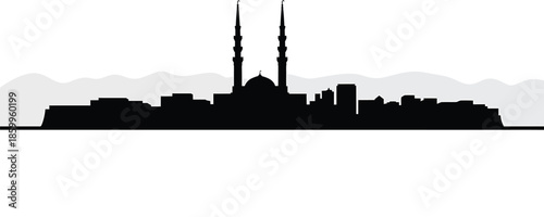 United arab emirates sharjah skyline silhouette vector illustration cityscape panorama design