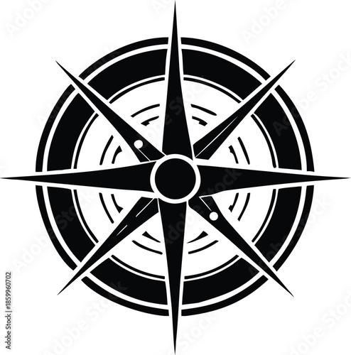 Minimalist Silhouette Of A Compass Pointing North For A New Direction