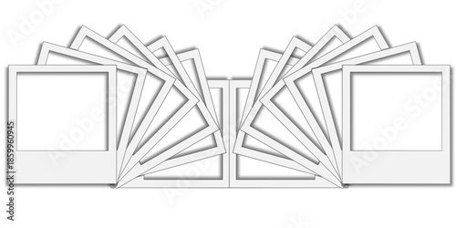 Set of empty instant film photo frames for digital scrapbooking and photo mounting