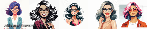 VECTOR WOMAN WEARING GLASSES IN WHITE BACKGROUND