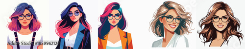VECTOR WOMAN WEARING GLASSES IN WHITE BACKGROUND